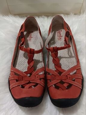 Jambu 8.5 M Xterra Red Brick Leather Sport Shoes Air Vent 360 T Strap Activewear